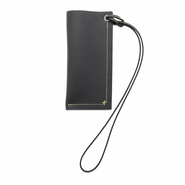 エルメス メガネケース Hセリエ ヴェルソ ブラック/ジョーヌナプル エプソン W刻印 HERMES ポーチ 黒