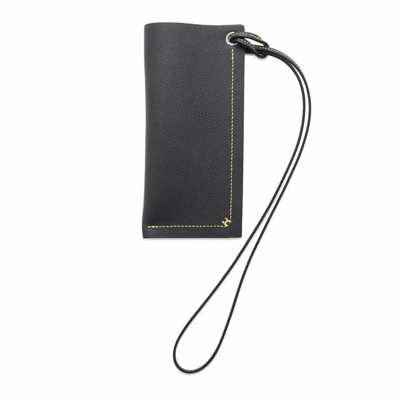 エルメス メガネケース Hセリエ ヴェルソ ブラック/ジョーヌナプル エプソン W刻印 HERMES ポーチ 黒