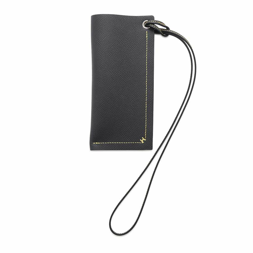 エルメス メガネケース Hセリエ ヴェルソ ブラック/ジョーヌナプル エプソン W刻印 HERMES ポーチ 黒