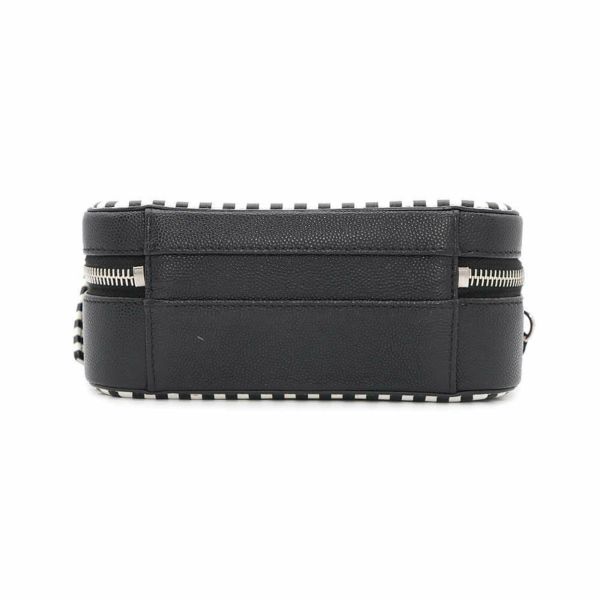 シャネル チェーンショルダーバッグ CCフィリグリー バニティバッグ キャビアスキン A93342 CHANEL 黒 白