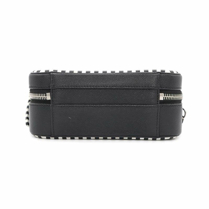 シャネル チェーンショルダーバッグ CCフィリグリー バニティバッグ キャビアスキン A93342 CHANEL 黒 白