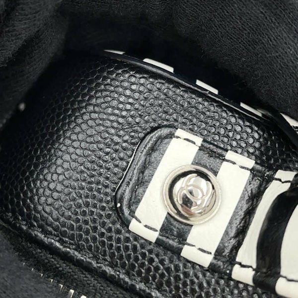 シャネル チェーンショルダーバッグ CCフィリグリー バニティバッグ キャビアスキン A93342 CHANEL 黒 白