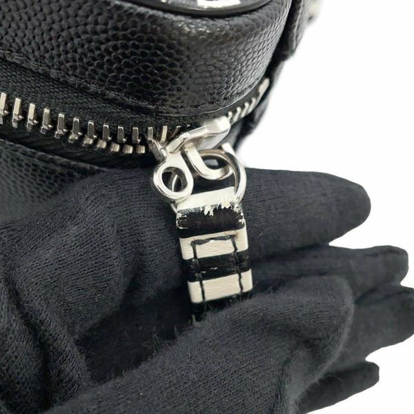 シャネル チェーンショルダーバッグ CCフィリグリー バニティバッグ キャビアスキン A93342 CHANEL 黒 白