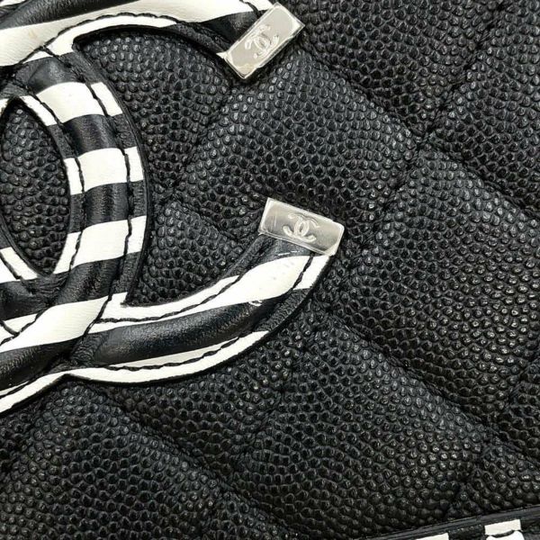シャネル チェーンショルダーバッグ CCフィリグリー バニティバッグ キャビアスキン A93342 CHANEL 黒 白