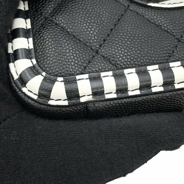 シャネル チェーンショルダーバッグ CCフィリグリー バニティバッグ キャビアスキン A93342 CHANEL 黒 白