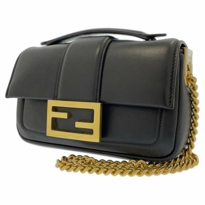 フェンディ ショルダーバッグ ミニ バゲット レザー 8BS045 FENDI バッグ 2way 黒 安心保証
