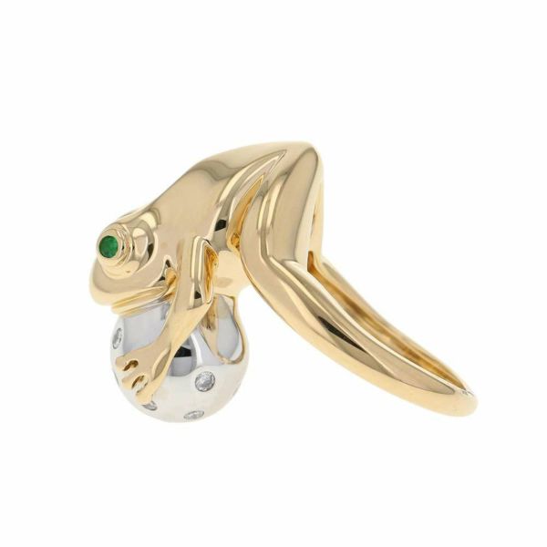 ブシュロン リング アニマルコレクション カエルモチーフ リング ダイヤ ツァボライト K18YG/K18WG リングサイズ51