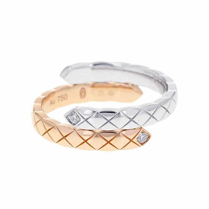 シャネル リング ココ クラッシュ コレクション リング スモールモデル ダイヤモンド2P K18PG K18WG J11971 CHANEL 指輪