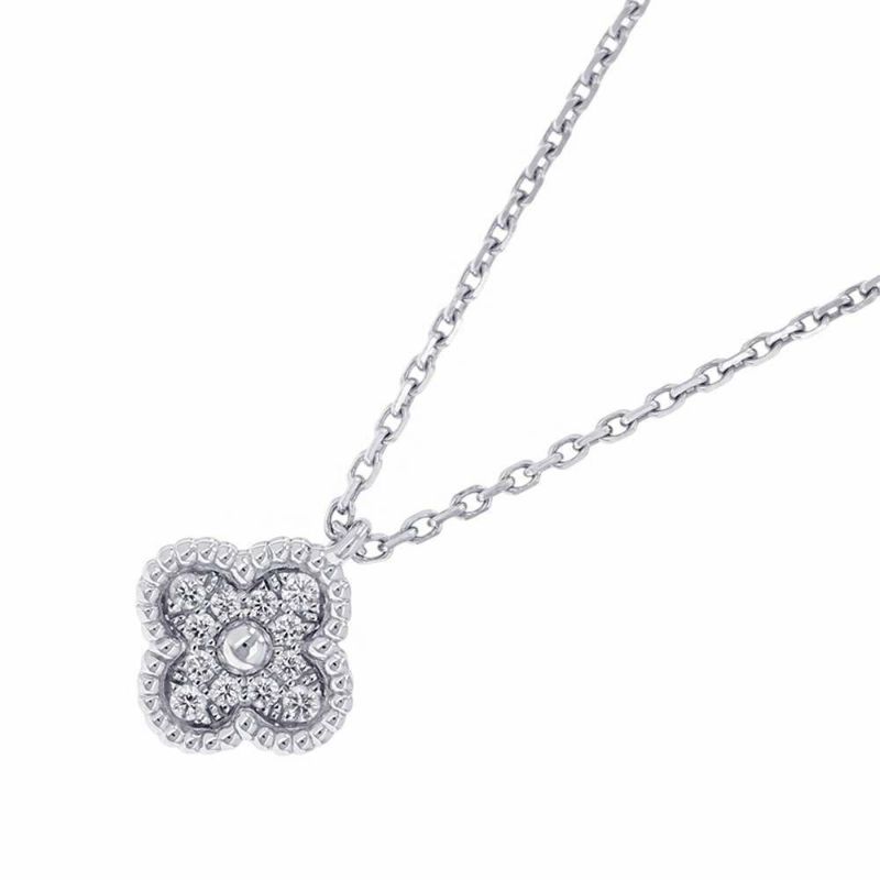 ヴァンクリ ネックレス スウィート アルハンブラ ペンダント ダイヤモンド 12P 0.08ct K18WGホワイトゴールド VCARO85900