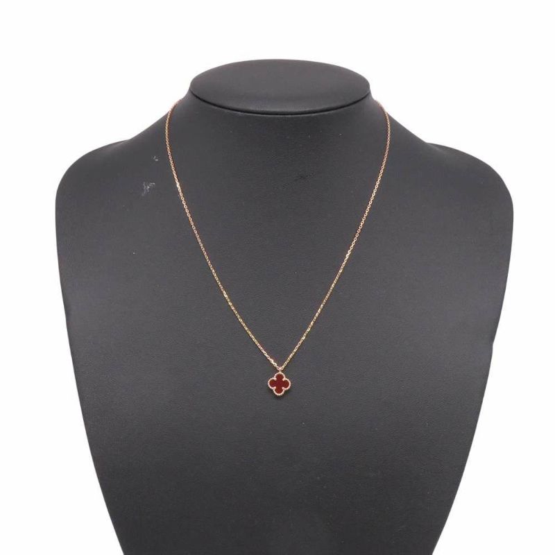 ヴァンクリーフ＆アーペル ネックレス スウィート アルハンブラ ペンダント カーネリアン K18PGピンクゴールド VCARN59M00