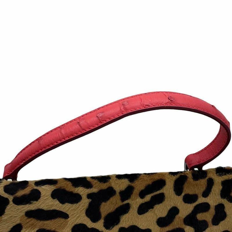 プラダ ハンドバッグ レオパード ナイロン ハラコ オーストリッチ 1BA004 PRADA バッグ 黒