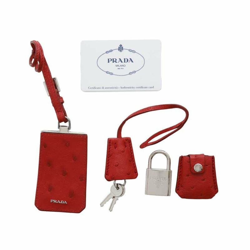 プラダ ハンドバッグ レオパード ナイロン ハラコ オーストリッチ 1BA004 PRADA バッグ 黒