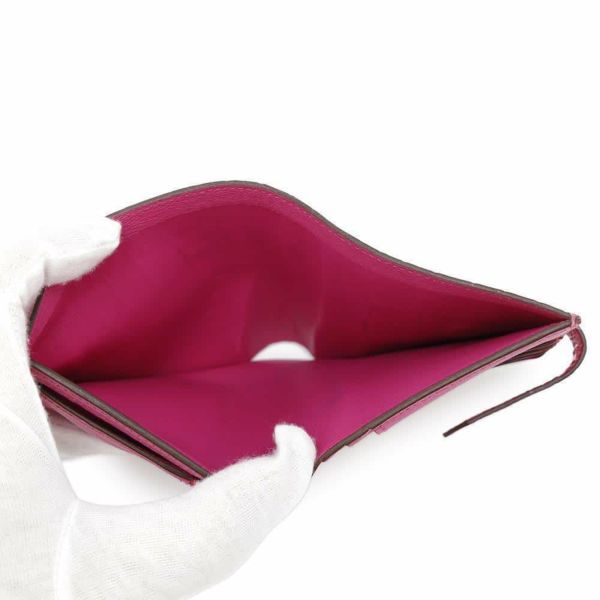 エルメス 二つ折り財布 ベアンコンパクト ローズショッキング/シルバー金具 アリゲーターマット Z刻印 HERMES 財布