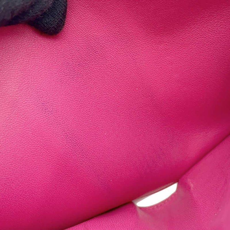 エルメス 二つ折り財布 ベアンコンパクト ローズショッキング/シルバー金具 アリゲーターマット Z刻印 HERMES 財布