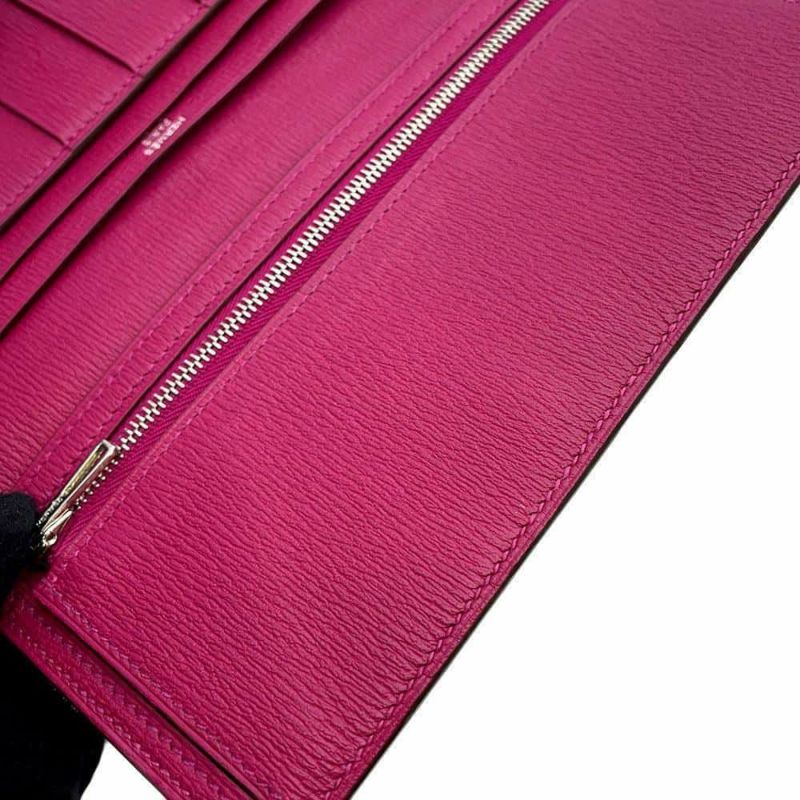 エルメス 長財布 ベアンスフレ ローズシェヘラザード/シルバー金具 アリゲーターシャイン D刻印 HERMES 財布