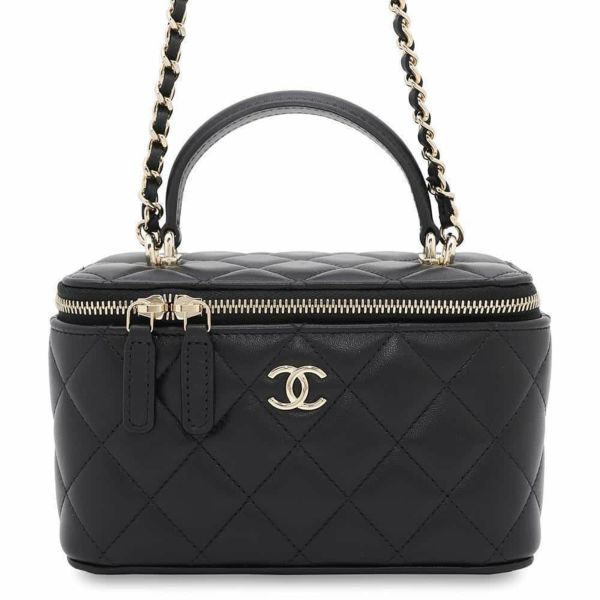シャネル チェーンショルダーバッグ マトラッセ ココマーク ヴァニティケース ラムスキン AP2199 CHANEL 黒