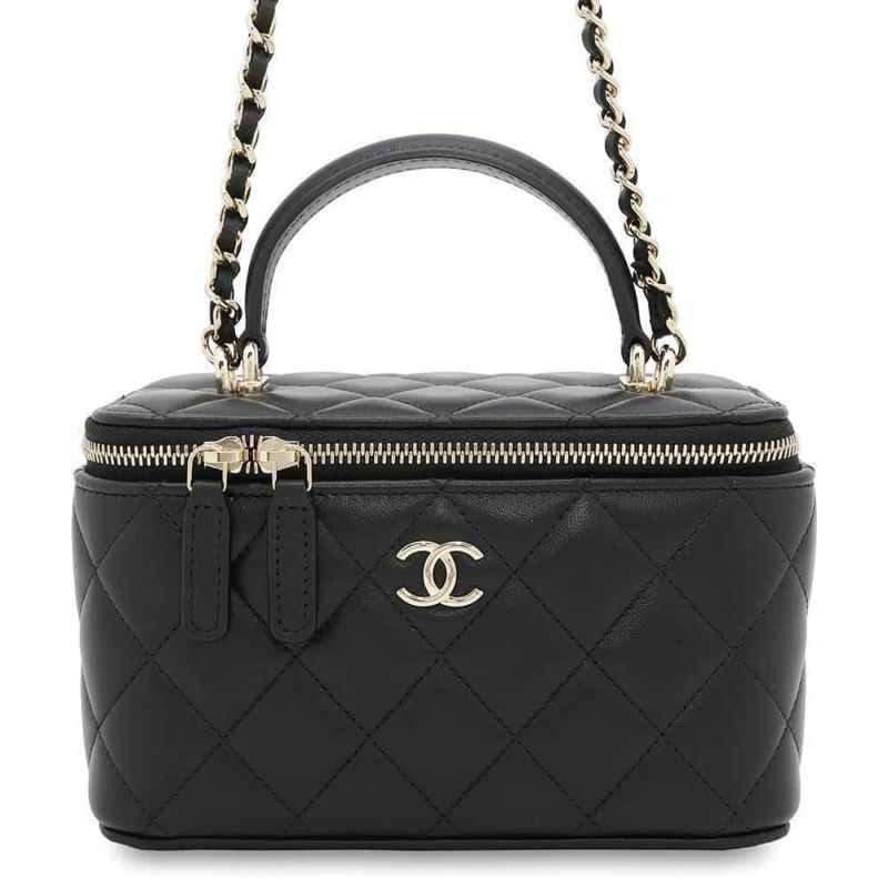 シャネル チェーンショルダーバッグ マトラッセ ココマーク ヴァニティケース ラムスキン AP2199 CHANEL 黒