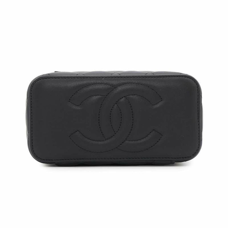 シャネル チェーンショルダーバッグ マトラッセ ココマーク ヴァニティケース ラムスキン AP2199 CHANEL 黒