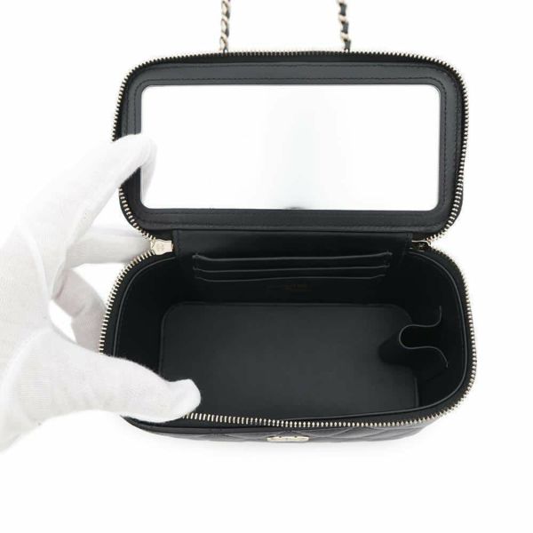 シャネル チェーンショルダーバッグ マトラッセ ココマーク ヴァニティケース ラムスキン AP2199 CHANEL 黒