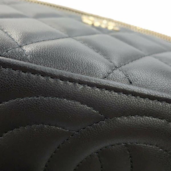 シャネル チェーンショルダーバッグ マトラッセ ココマーク ヴァニティケース ラムスキン AP2199 CHANEL 黒