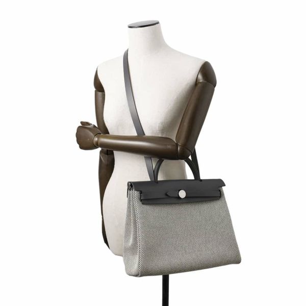 エルメス エールバッグジップPM ルトゥルネ アルドワーズ/ブラック/ホワイト/シルバー金具 トワルキャドリーユ/ヴァッシュハンター W刻印