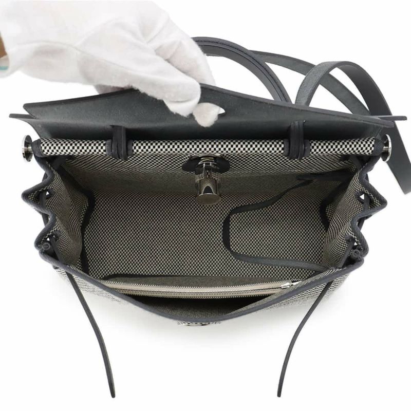 エルメス エールバッグジップPM ルトゥルネ アルドワーズ/ブラック/ホワイト/シルバー金具 トワルキャドリーユ/ヴァッシュハンター W刻印