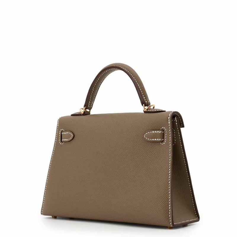 エルメス ハンドバッグ ミニケリードゥ 外縫い エトゥープ/ゴールド金具 エプシン W刻印 2wayショルダー