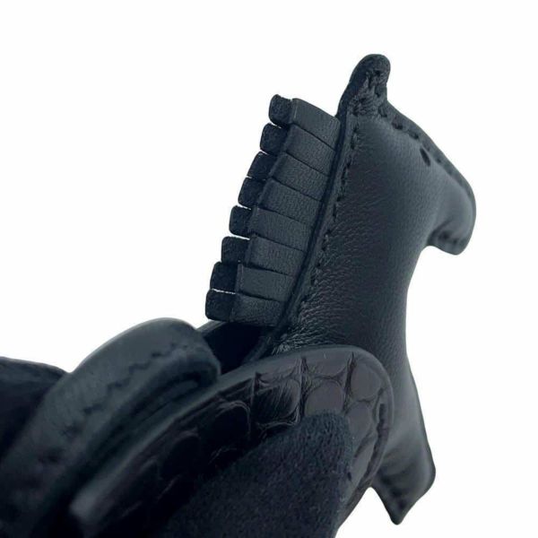 エルメス バッグチャーム ロデオPM ペガサス タッチ ブラック ラムスキン/アリゲーターマット U刻印 HERMES 黒 ソーブラック