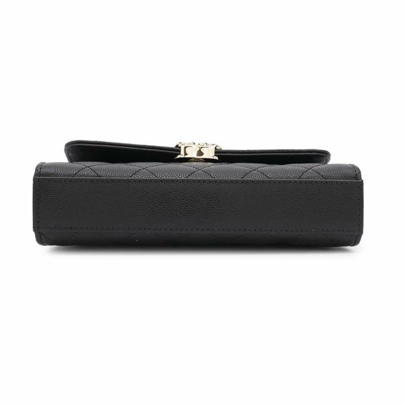 シャネル チェーンショルダーバッグ トップハンドル フォンケース マトラッセ ココマーク キャビアスキン AP3238 CHANEL 黒
