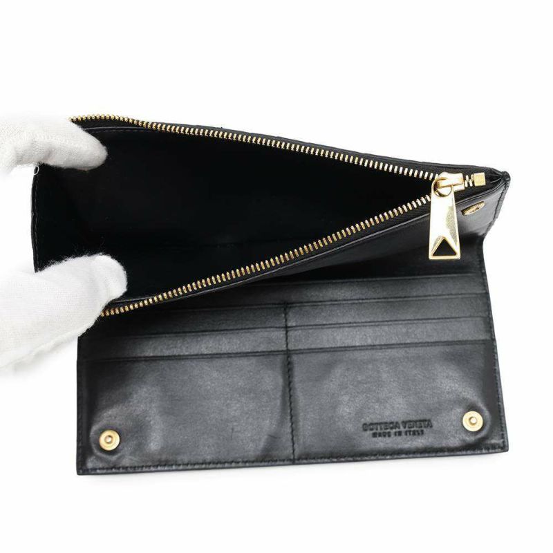 ボッテガヴェネタ 長財布 イントレチャート レザー BOTTEGA VENETA 財布 黒