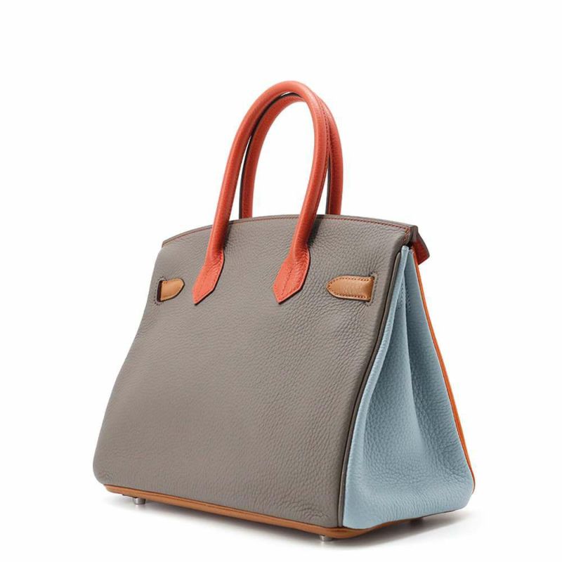 エルメス バーキン30 オレンジ/サンギーヌ/ブルーラン/ブルーイドラ/エタン/ゴールド/シルバー金具 トリヨンクレマンス □P刻印 Birkin