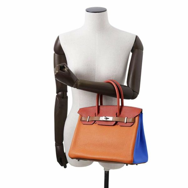 エルメス バーキン30 オレンジ/サンギーヌ/ブルーラン/ブルーイドラ/エタン/ゴールド/シルバー金具 トリヨンクレマンス □P刻印 Birkin