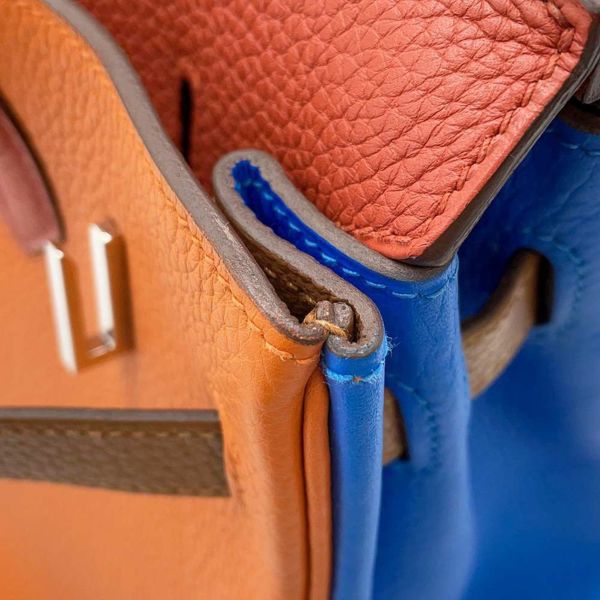 エルメス バーキン30 オレンジ/サンギーヌ/ブルーラン/ブルーイドラ/エタン/ゴールド/シルバー金具 トリヨンクレマンス □P刻印 Birkin