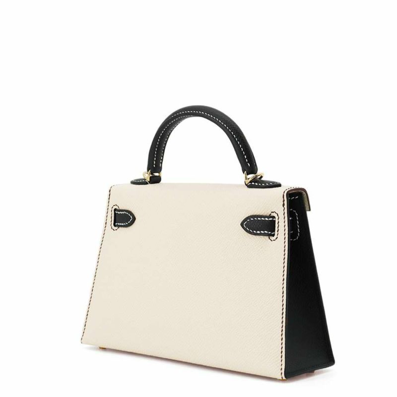 エルメス ハンドバッグ ミニケリードゥ 外縫い クレ/ブラック/ゴールド金具 エプソン W刻印 2wayショルダー 黒 SPO
