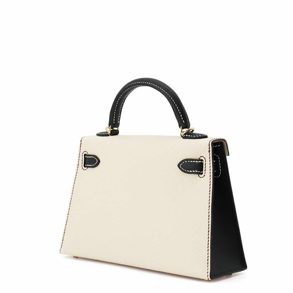 エルメス ハンドバッグ ミニケリードゥ 外縫い クレ/ブラック/ゴールド金具 エプソン W刻印 2wayショルダー 黒 SPO