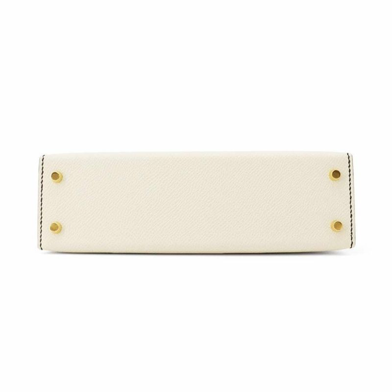 エルメス ハンドバッグ ミニケリードゥ 外縫い クレ/ブラック/ゴールド金具 エプソン W刻印 2wayショルダー 黒 SPO