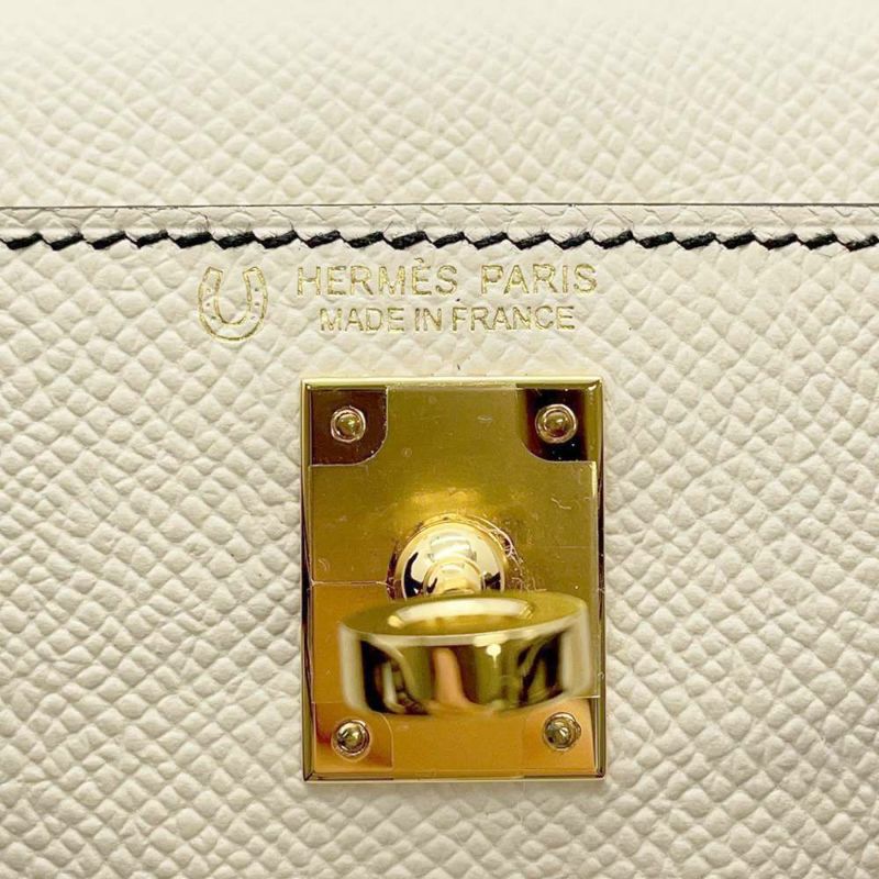 エルメス ハンドバッグ ミニケリードゥ 外縫い クレ/ブラック/ゴールド金具 エプソン W刻印 2wayショルダー 黒 SPO