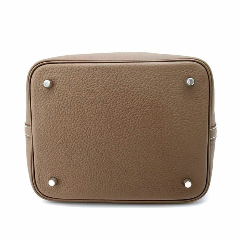 エルメス ハンドバッグ ピコタンロックMM エトゥープ/シルバー金具 トリヨンクレマンス W刻印
