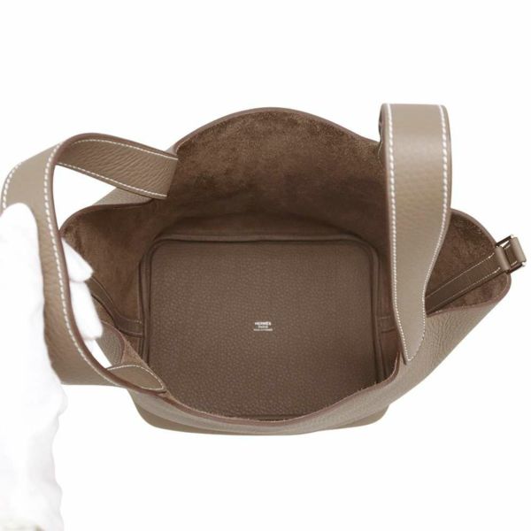 エルメス ハンドバッグ ピコタンロックMM エトゥープ/シルバー金具 トリヨンクレマンス W刻印