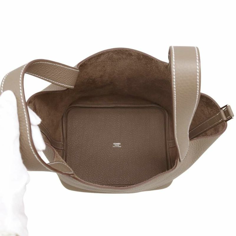 エルメス ハンドバッグ ピコタンロックMM エトゥープ/シルバー金具 トリヨンクレマンス W刻印