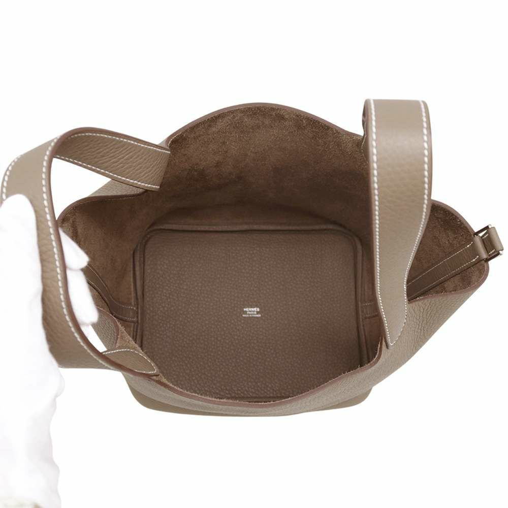 エルメス ハンドバッグ ピコタンロックMM エトゥープ/シルバー金具 トリヨンクレマンス W刻印