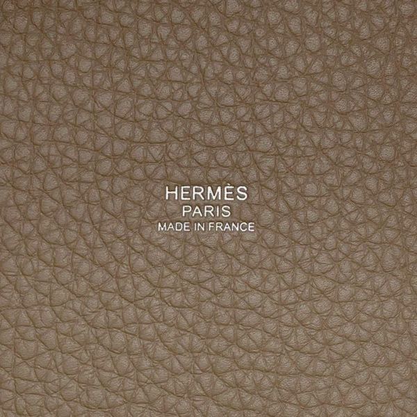 エルメス ハンドバッグ ピコタンロックMM エトゥープ/シルバー金具 トリヨンクレマンス W刻印