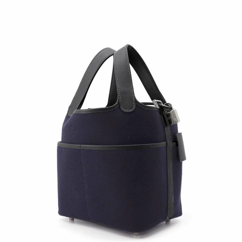 エルメス ハンドバッグ ピコタンロックPM カーゴ ブルーマリン/キャバン/シルバー金具 トワルゴエラン/スイフト W刻印