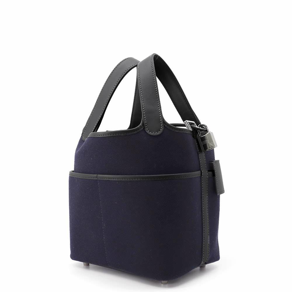 エルメス ハンドバッグ ピコタンロックPM カーゴ ブルーマリン/キャバン/シルバー金具 トワルゴエラン/スイフト W刻印