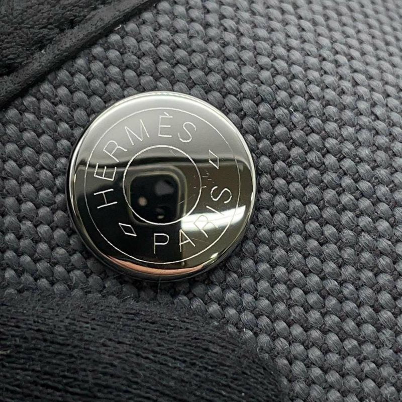 エルメス トートバッグ ガーデンパーティTPM アルドワーズ/ブラック/シルバー金具 トワルミリタリー/ネゴンダ W刻印 黒