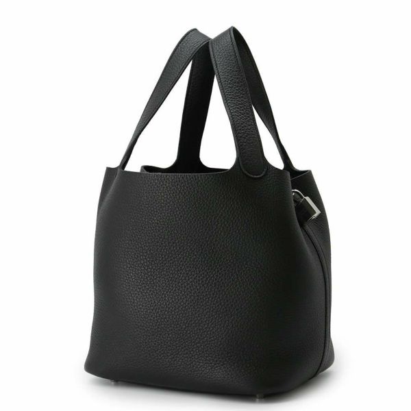 エルメス ハンドバッグ ピコタンロックMM ブラック/シルバー金具 トリヨンクレマンス B刻印 黒