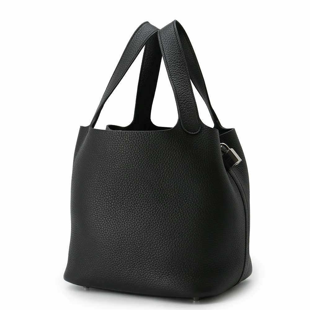 エルメス ハンドバッグ ピコタンロックMM ブラック/シルバー金具 トリヨンクレマンス B刻印 黒