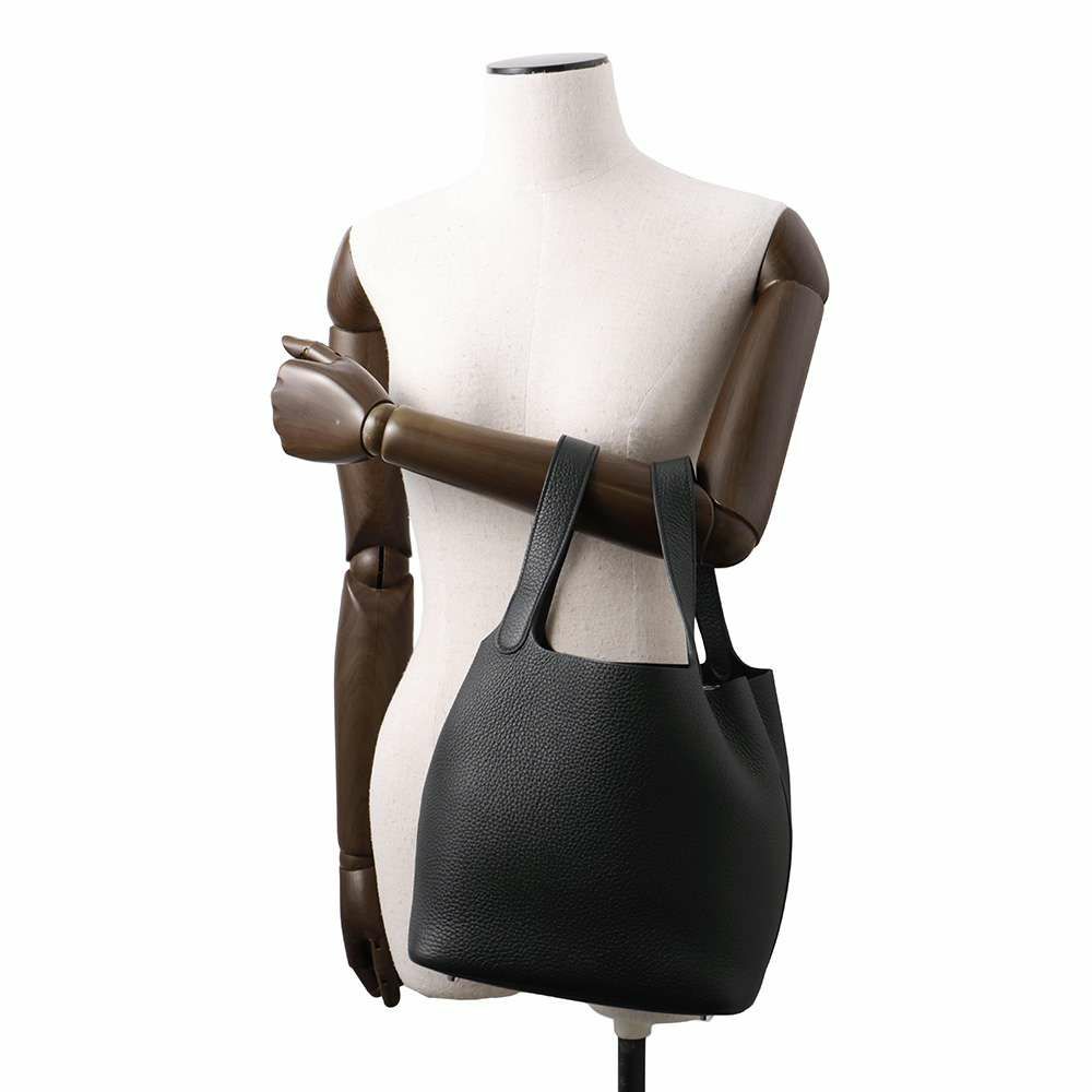 エルメス ハンドバッグ ピコタンロックMM ブラック/シルバー金具 トリヨンクレマンス B刻印 黒