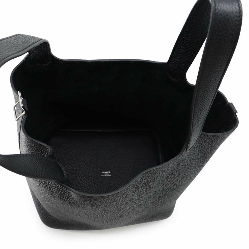 エルメス ハンドバッグ ピコタンロックMM ブラック/シルバー金具 トリヨンクレマンス B刻印 黒