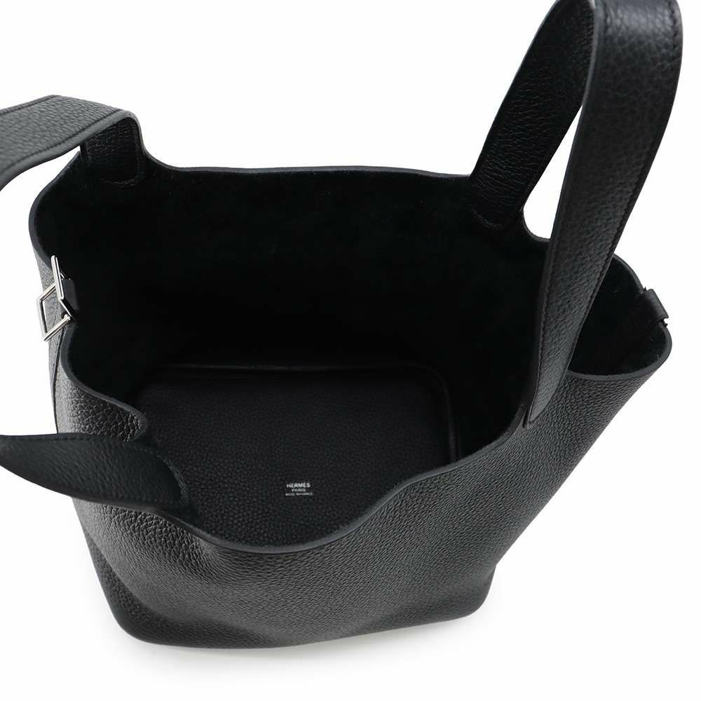 エルメス ハンドバッグ ピコタンロックMM ブラック/シルバー金具 トリヨンクレマンス B刻印 黒